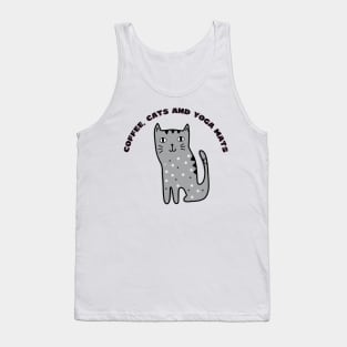 Coffee cats and yoga mats funny yoga and cat drawing Tank Top